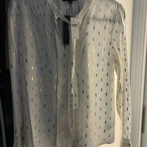 Chic White and Gold Women's Blouse